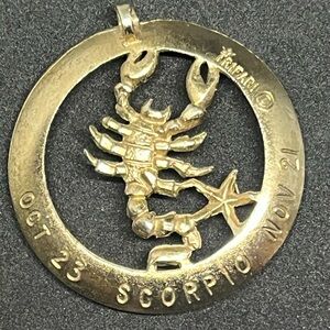Crown Trifari Scorpio/Zodiac/Horoscope pendant gold tone vintage 1960s